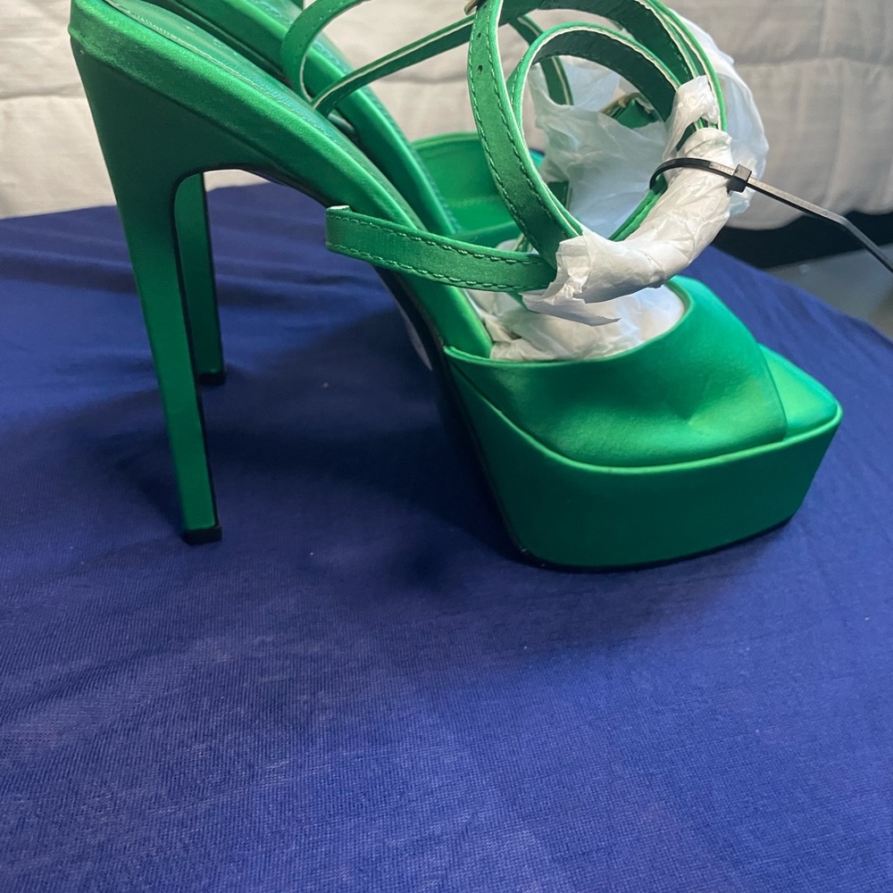 ASOS platform green strappy sandals